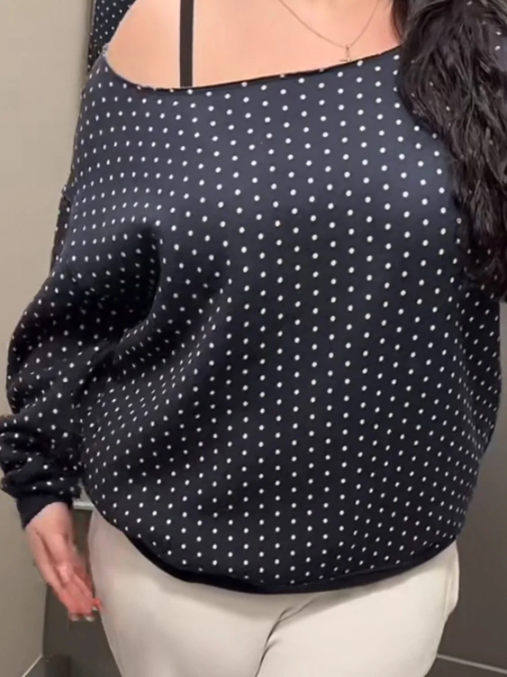 Wild Fable NWT Navy
Blue/white Polka Dot Off The Shoulder Sweatshirt - Picture 5 of 7